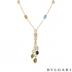 Bvlgari Yellow Gold Multi-Gem B.zero1 Mini Necklace CL854421